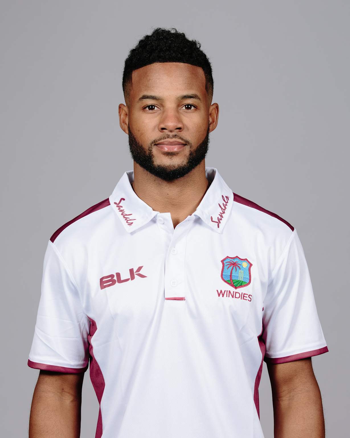 West Indies cricket team captain Shai Hope wearing the official team jersey